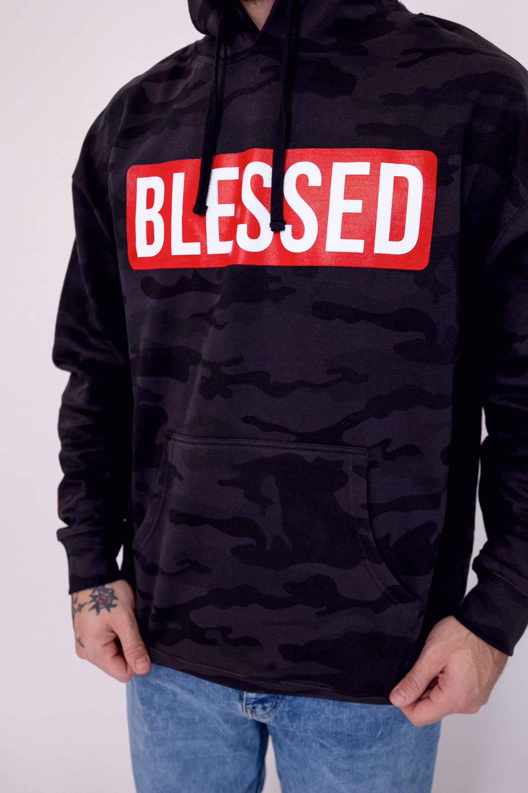 BLESSED Midweight Hoodie - Black Camo